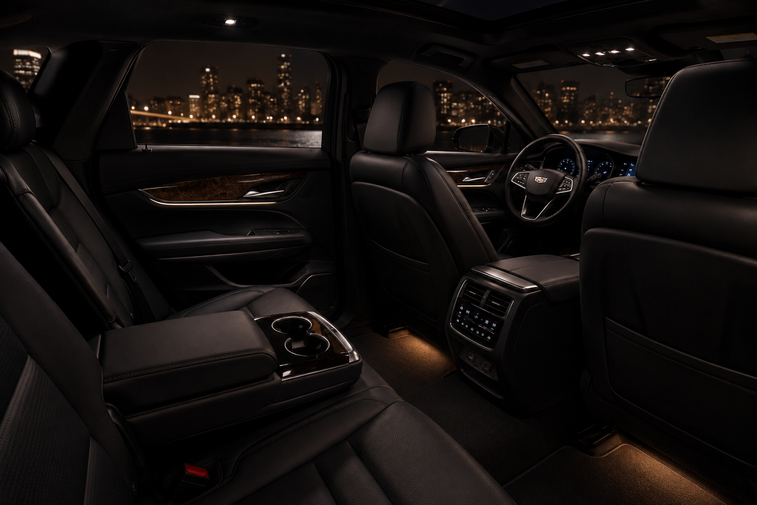 Luxury black car interior